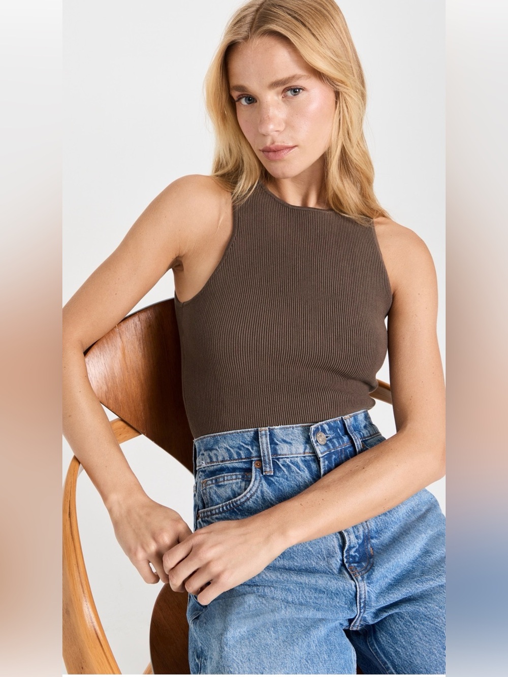 Reformation Hudson ribbed sweater tank putty